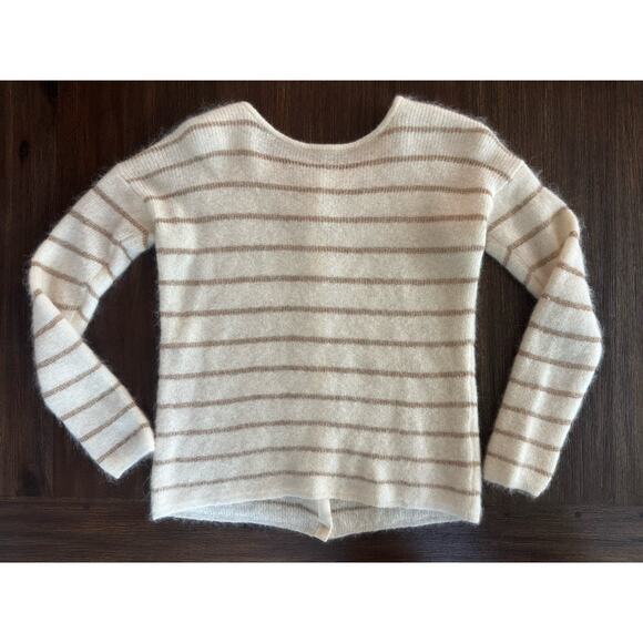 Sezane Sweater Gaspard Cardigan Super Kid Mohair Ivory Gold Stripe xs - Picture 9 of 9